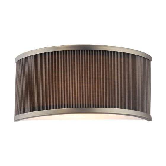 Alvaro 2 Light Wall Light Antique Bronze and Brown Micropleat Shade