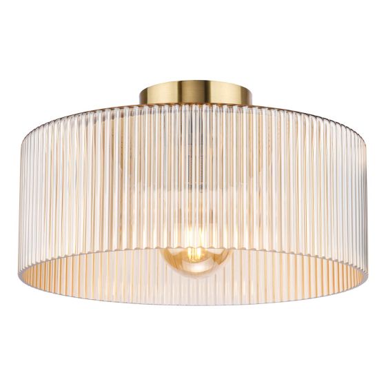 Arlo Flush Antique Bronze and Champagne Ribbed Glass