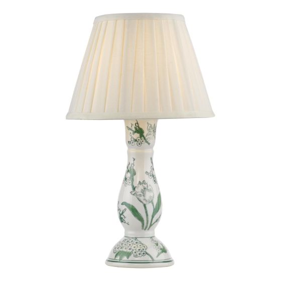 Aviara Table Lamp Green Ceramic With Ivory Pleated Shade