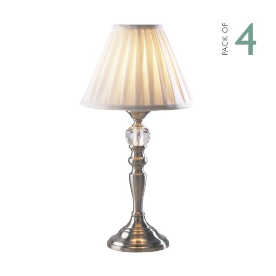 Beau Touch Table Lamp Satin Chrome With Shade (Multipack)