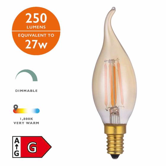 (Pack of 5) LED Candle Light Bulb (Lamp) SES/E14 4W 250LM