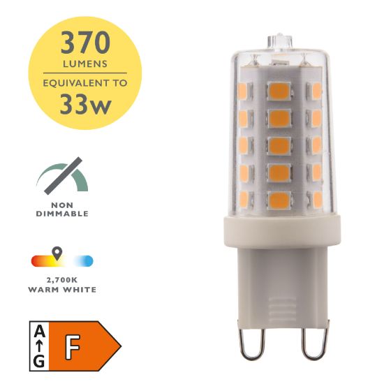 där lighting (Pack of 10) LED G9 LED Light Bulb (Lamp) 3w 370lm 2700k