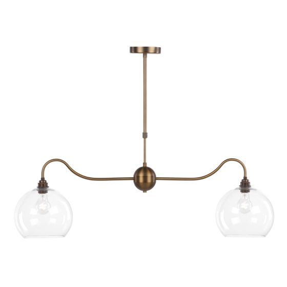 Caliro 2 Light Bar Pendant Antique Bronze with Globe Glasses