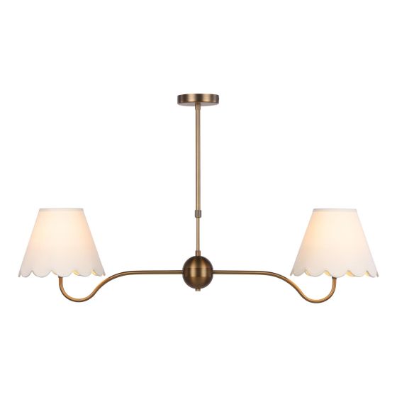 Caliro 2 Light Bar Pendant Antique Bronze with Ivory scalloped shades