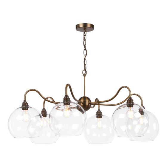 Caliro 6 Light Pendant Antique Bronze with Large Globe Glass Shades