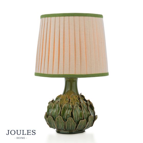 Joules Chatsworth Table Lamp Green Ceramic and Matt Antique Brass With Shade