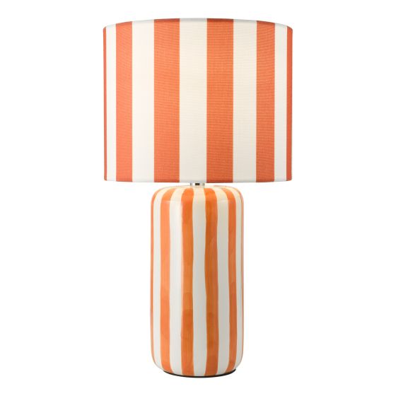 Cicada Table Lamp Orange Ceramic and Polished Chrome With Shade