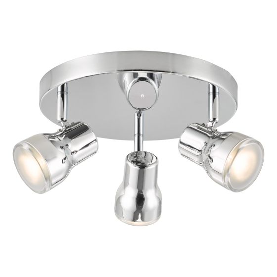 Clint 3 Light Bathroom Plate Spotlight Polished Chrome IP44
