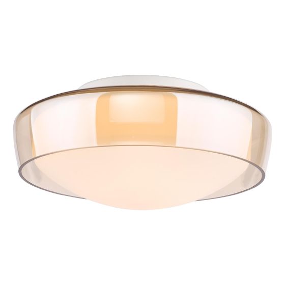 Dagon 3 Light Bathroom Ceiling Light Amber Glass and Opal Glass IP44