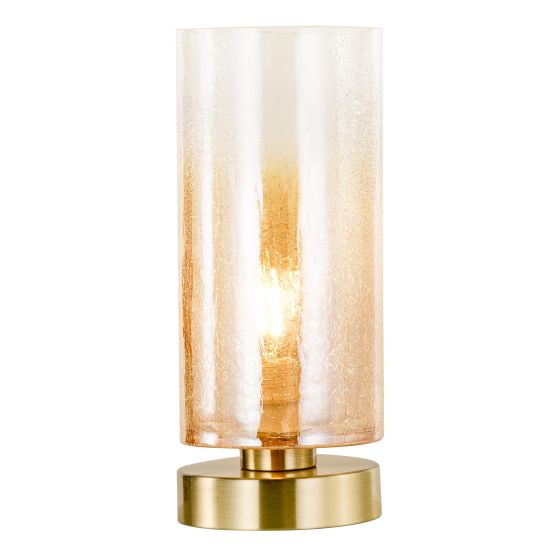 Deena Table Lamp Amber Glass and Antique Brass
