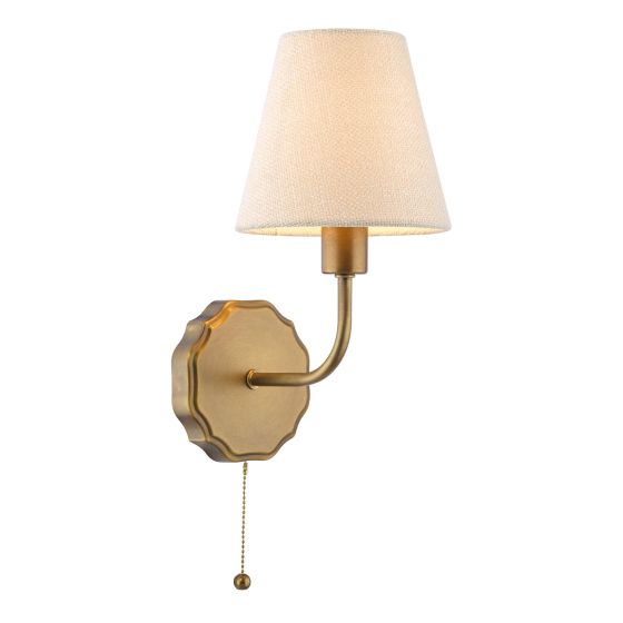 Dijon Wall Light Antique Bronze With Linen Hardback Shade