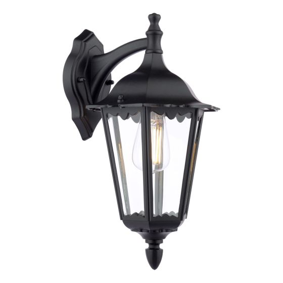 Eddard Outdoor Wall Light Matt Black and Glass IP44