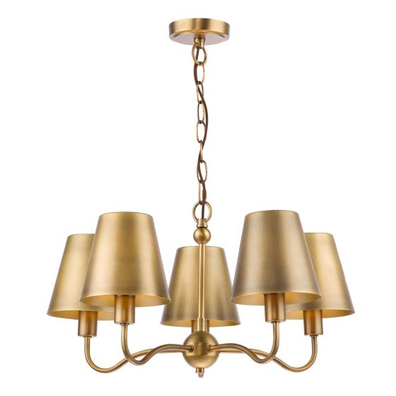 Elara 5 Light Pendant Antique Bronze With Bronze Metal Shades