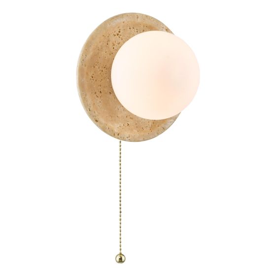Elgor Bathroom Wall Light Travertine and Opal Glass IP44