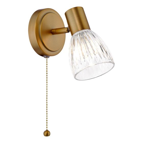 Elron Single Spotlight Antique Bronze and Ribbed Glass