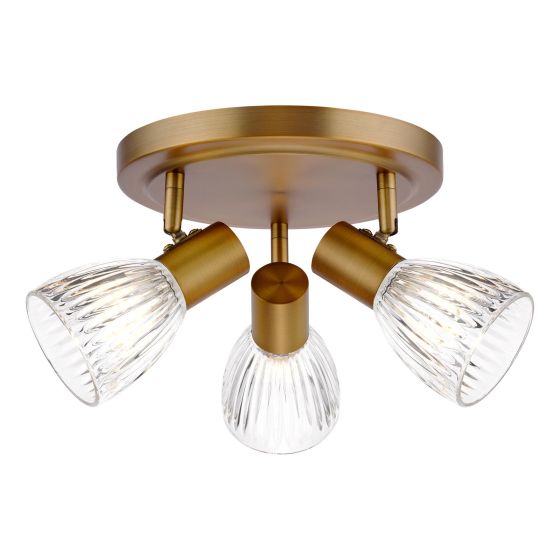 Elron 3 Light Plate Spotlight Antique Bronze and Ribbed Glass