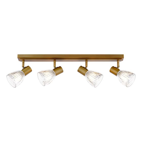 Elron 4 Light Bar Spotlight Antique Bronze and Ribbed Glass