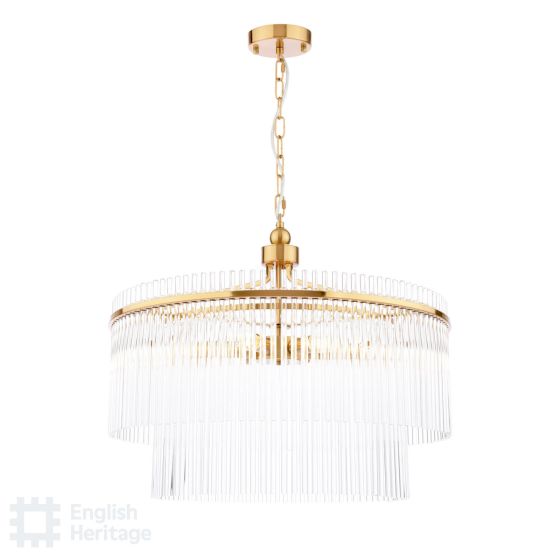 Eltham 6 Light Pendant Antique Gold and Glass