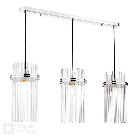 Eltham 3 Light Bar Pendant Polished Nickel and Glass
