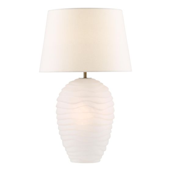 Encara Dual Lit Table Lamp White Glass and Antique Bronze With Linen Shade