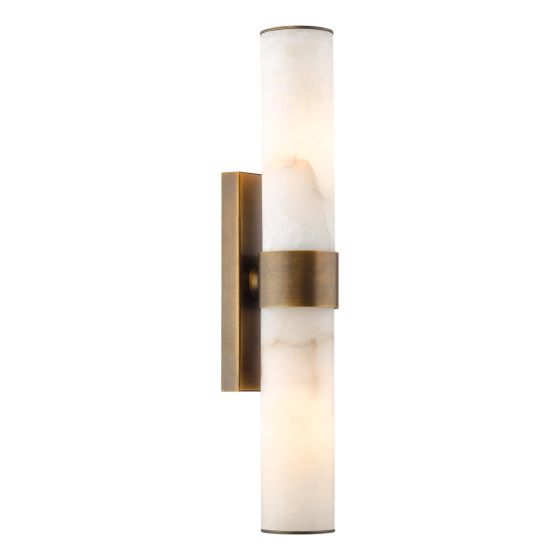 Eneco 2 Light Bathroom Wall Light Antique Bronze and Natural Alabaster IP44
