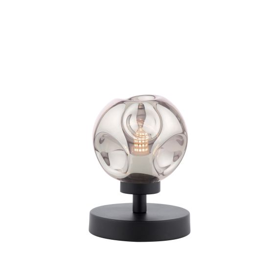 Esben Touch Table Lamp Matt Black With Closed Organic Smoked Glass