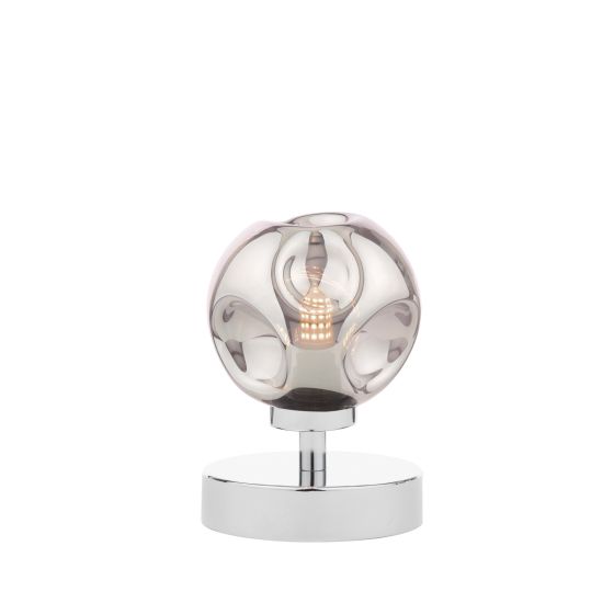 Esben Touch Table Lamp Polished Chrome With Closed Organic Smoked Glass