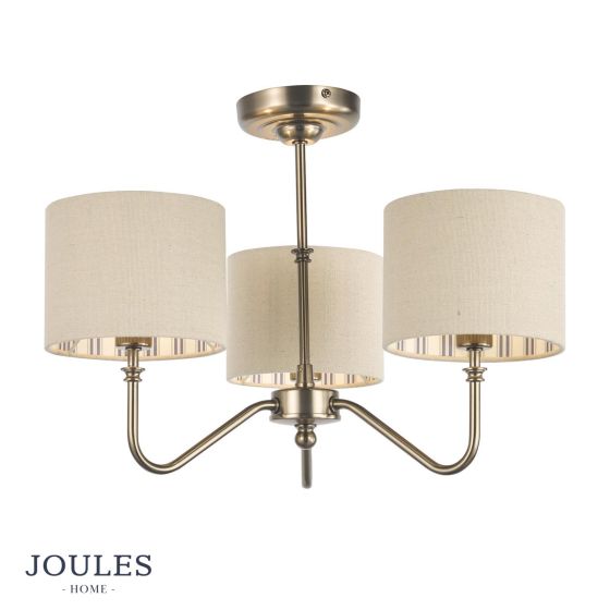 Joules Farley 3 Light Semi-Flush Satin Bronze With Shade