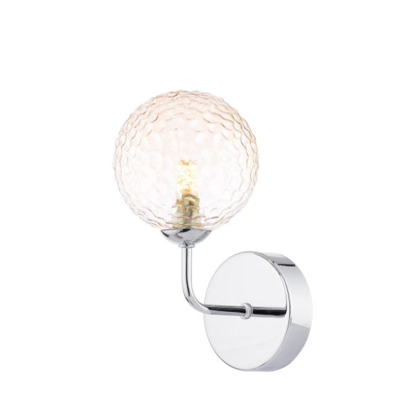 Feya Wall Light Polished Chrome With Amber Hammered Glass