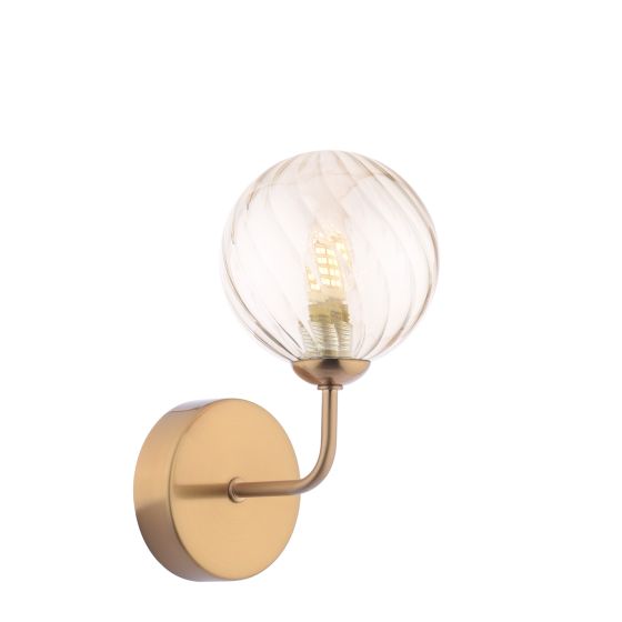 Feya Wall Light Antique Bronze With Twisted Amber Glass