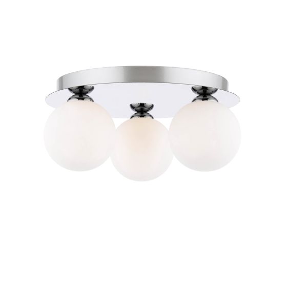Foley 3 Light Flush Polished Chrome With Opal Glass
