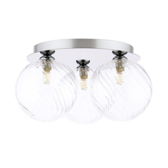 Foley 3 Light Flush Polished Chrome With Closed Glass