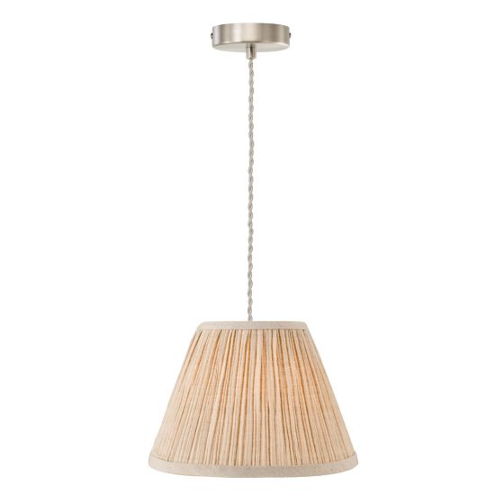 George Pendant Antique Chrome with Natural Linen Pleated Shade
