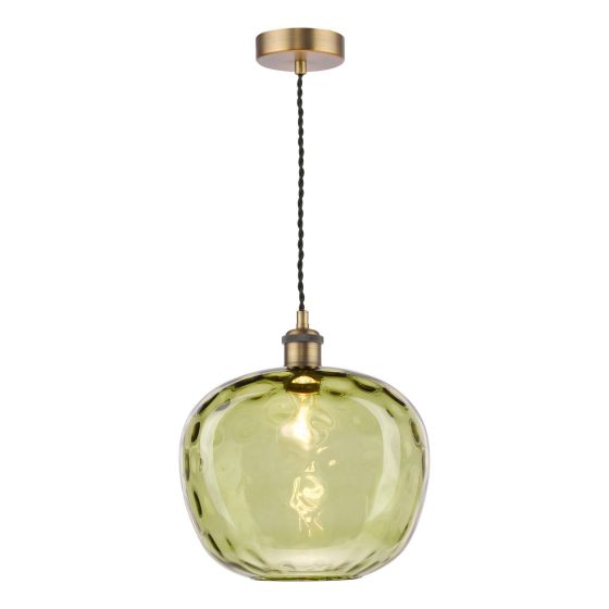 George Pendant Antique Bronze with Green Dimple Glass