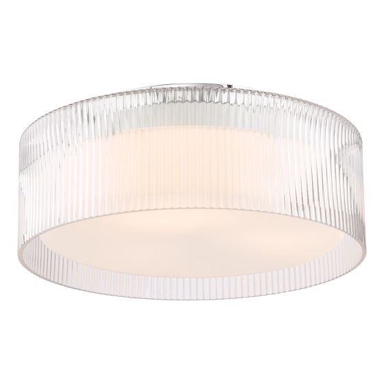 Geryon 3 Light Bathroom Ceiling Light Polished Chrome and Ribbed Glass IP44