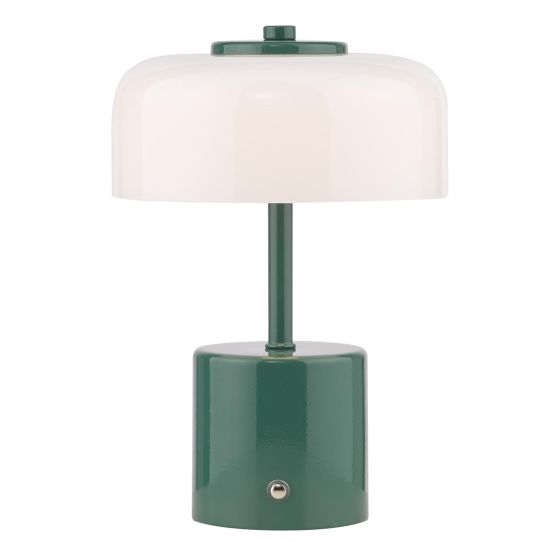 Gidget Rechargeable Table Lamp Green and Opal Glass LED