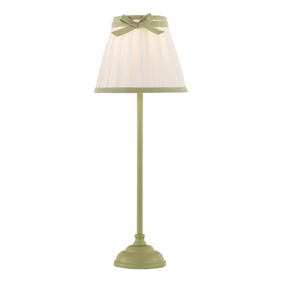 Grace Table Lamp Matt Green With Pleated Shade and Green Trim