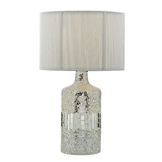 Guru Table Lamp Silver Mosaic Dual Source complete with Silver String Shade