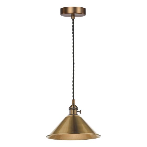 Hadano E14 Pendant Antique Bronze with Aged Brass Metal Shade 18cm