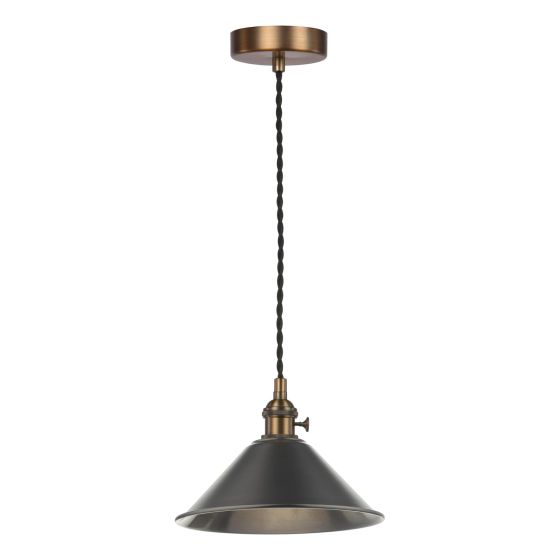 Hadano E14 Pendant Antique Bronze with Pewter Metal Shade 18cm