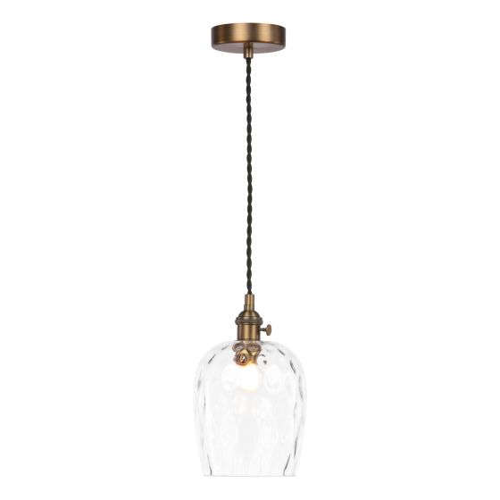 Hadano E14 Pendant Antique Bronze with Clear Dimpled Glass Shade
