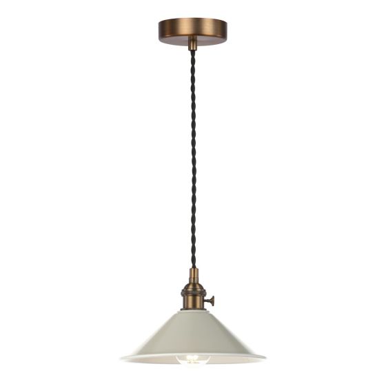 Hadano E14 Pendant Antique Bronze with Matt Cashmere/Taupe Metal Shade 18cm