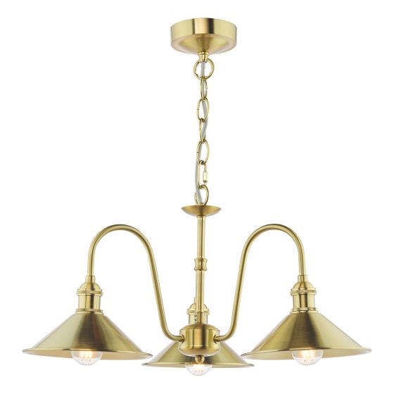 Hadano 3 Light Pendant Natural Brass and Aged Brass