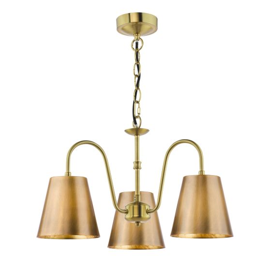 Hadano 3 Light Pendant Natural Brass with Antique Bronze