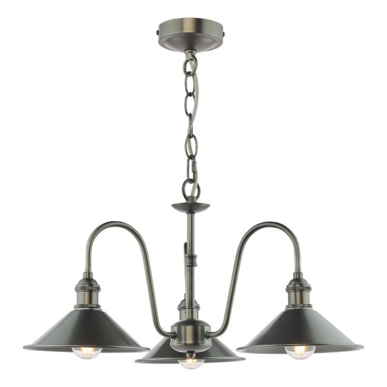 Hadano 3 Light Pendant Antique Chrome and Antique Pewter