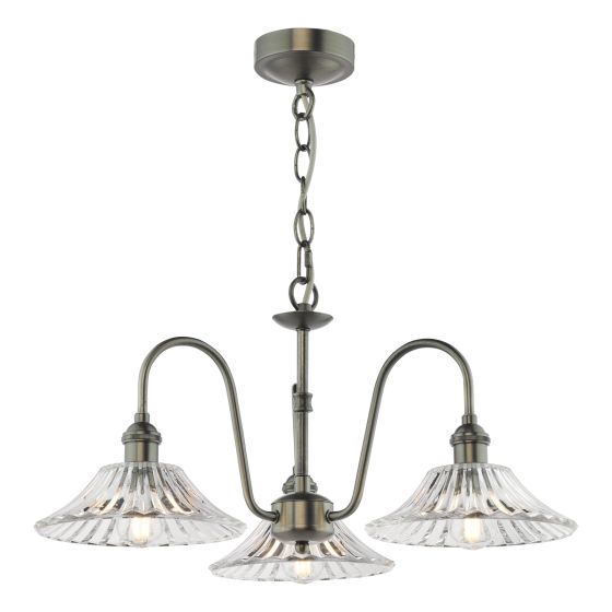 Hadano 3 Light Pendant Antique Chrome and Glass