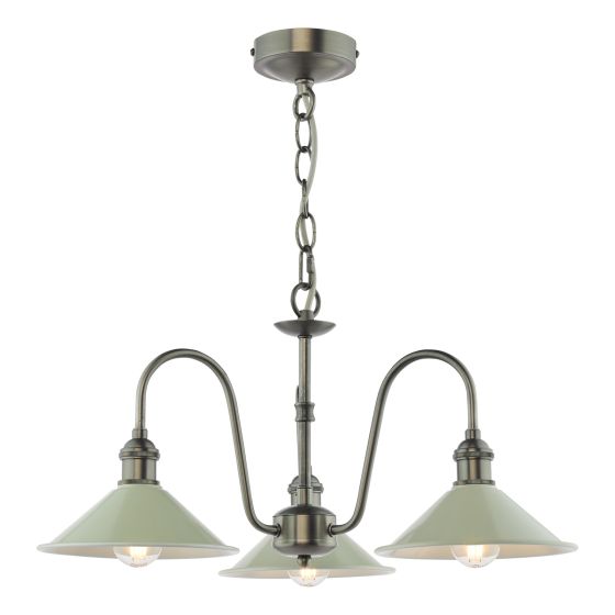 Hadano 3 Light Pendant Antique Chrome and Matt Taupe