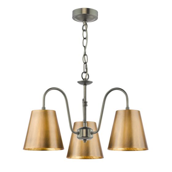 Hadano 3 Light Pendant Antique Chrome with Antique Bronze