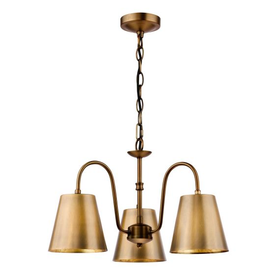 Hadano 3 Light Pendant Antique Bronze and Antique Bronze Metal Shades