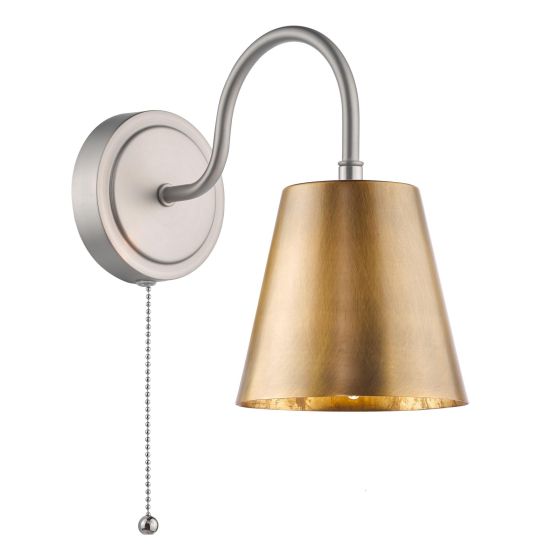 Hadano Wall Light Antique Chrome with Antique Bronze Metal Shade